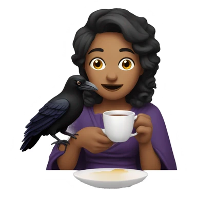 Make a raven sipping tea sticker