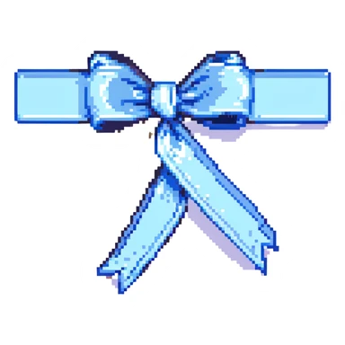 blue and shiny decorative ribbon in pixel art style sticker