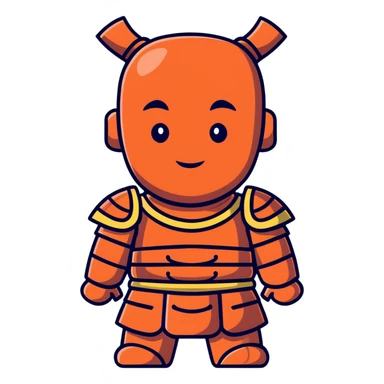 Terracotta warrior with detailed armor and stoic expression, ancient Chinese clay soldier sticker