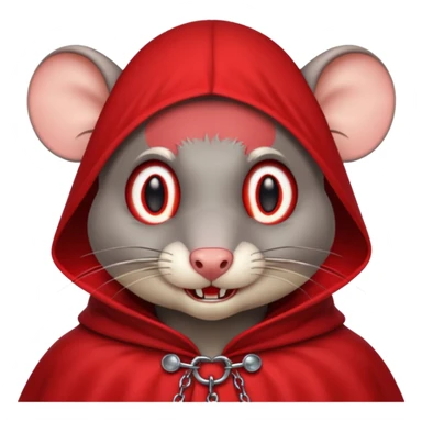 Vampire animal, rat in red collar cloak, red eye, fangs sticker
