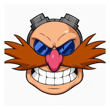 Keep the picture quality and style exactly the same. Make the eyes and mouth a bit scarier with subtle, slightly creepy changes—such as a more intense stare and a hint of a mischievous grin. No other changes. sticker