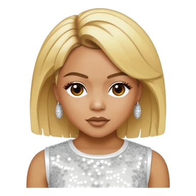 T-Boz from TLC with blonde hair, white sequin outfit sticker