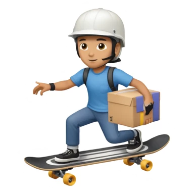Man delivers package on skateboard  sticker