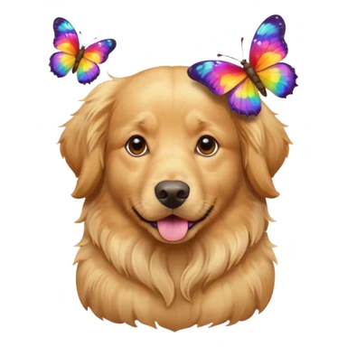 a portrait dog with butterflies sticker