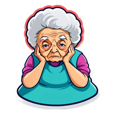 Grandma sick bored  sticker