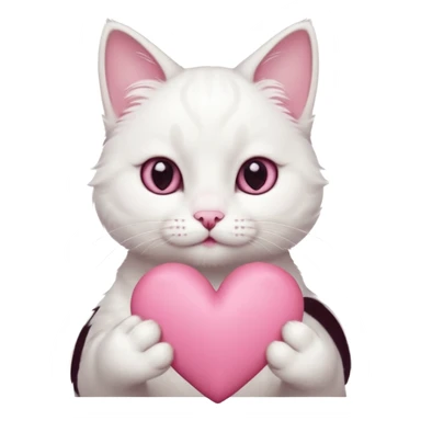 Cute white cat making heart shape with his hand sticker