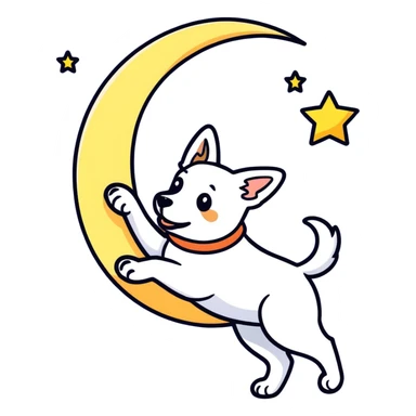 Dog dancing on the moon  sticker