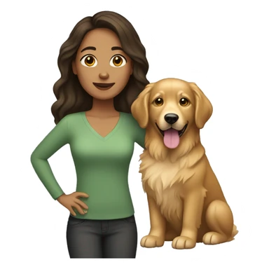 Brunette woman with golden retriever  sticker