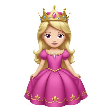 Princesa aurora Disney com vestido fuchsia de manga comprida rosa claro com tiara pequena e dourada de corpo inteiro com olhos lilás de costas sticker