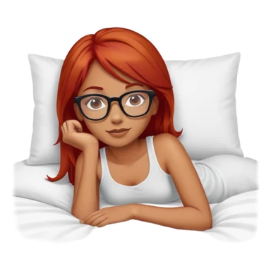 Girl with red hair and glasses laying on a bed sticker