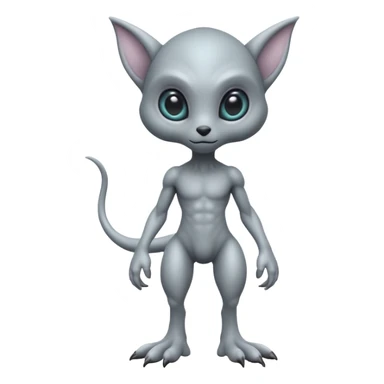 full body cute humanoid peacefull alien furry with 2 legs and eye stalks stands upright and looks intelligent sticker