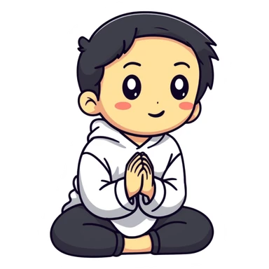 character kneeling and begging with expressive face sticker