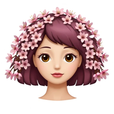 sapin, avec long cils, fleurs de cerisier en bas sticker