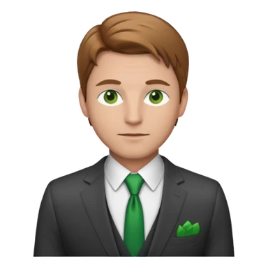 male 40 in cool suit, green eyes, light brown hair sticker