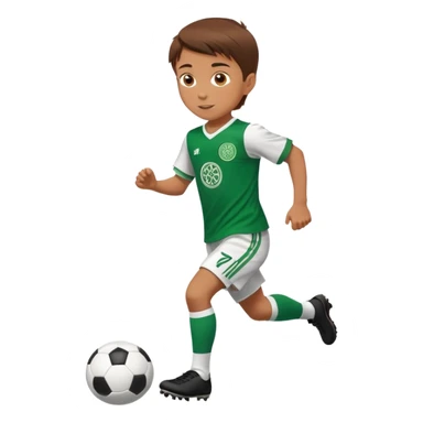 Brown hair 6 years old boy footballer RUNNING playing soccer wearing celtic uniform ( jersey) # 17 in the jersey !  sticker