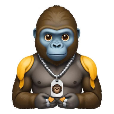 gorilla wearing a tag around its neck sticker