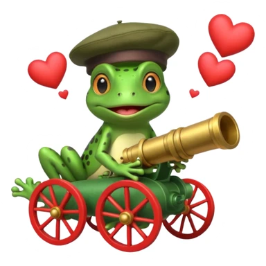 Frog coming out of cannon in Paris with hearts sticker