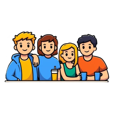 group of friends hanging out sticker
