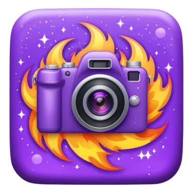 Glitter Fire Camera Purple sticker