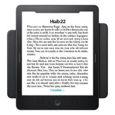BACL KINDLE WITH A PAGE WHERE IT SAYS HUB 22 AMERICA sticker