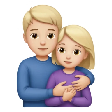 Boy and small girl hug bro sis  sticker