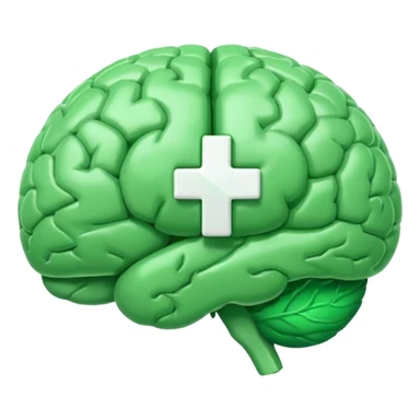 green brain with health logo plus on it sticker