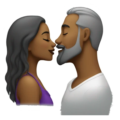  Grey Goatee beard man kisses Caribbean girl sticker