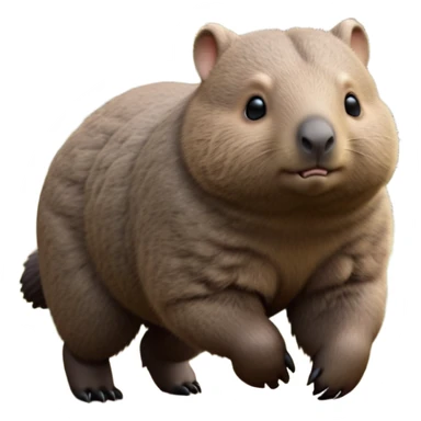 cinematic-wombat-realistic-full-body-waddling-emoji,-stout-muscular-frame-covered-in-coarse-brown-fur,-short-powerful-legs-trotting-determinedly-through-bushland,-round-dark-eyes-filled-with-calm-confidence,-tiny-rounded-ears-twitching-slightly,-strong-digging-claws-visible-on-sturdy-paws,-simplified-yet-realistic-focused-features,-highly-detailed,-glowing-with-a-subtle-earthy-glow sticker