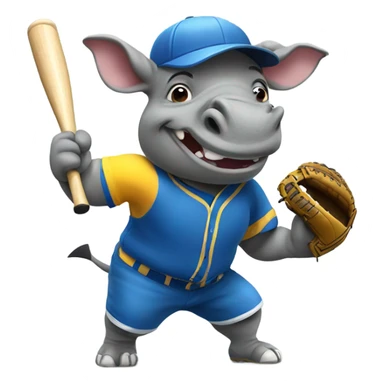 Rhinoceros playing softball sticker