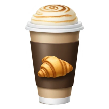 Disposable cup with cappuccino and croissant sticker