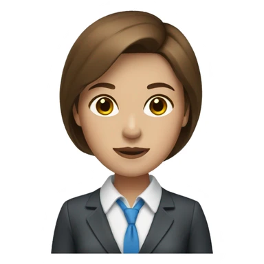 businesswoman with brown hair and blue  sticker