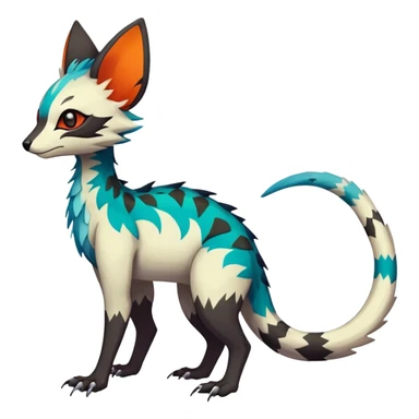 Rare realistic exotic edgy epic cute pretty beautiful handsome gorgeous aesthetic colorful vibrant Vernid-Trico-species-Fakemon-creature by LiLaiRa, 4 legs, 1 tail, random markings, (full body) sticker