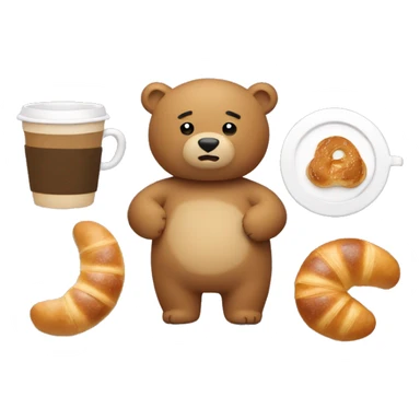 Bear with bagel, croissant and coffee sticker