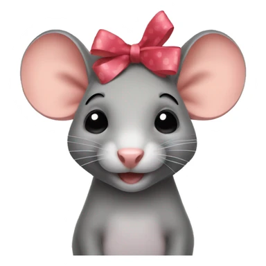 Rat with coquette bow on head sticker
