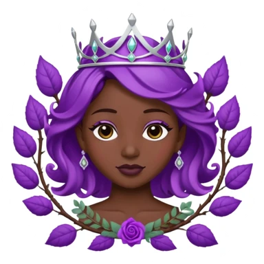 Purple rose with silver tiara and a purple emblem leaf wreath sticker