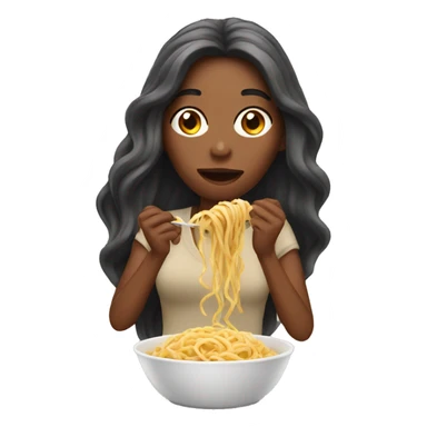 woman with long hair eating pasta sticker