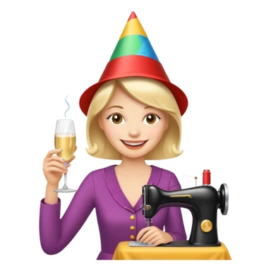 Happy mom is sewing and drinking champagne  sticker