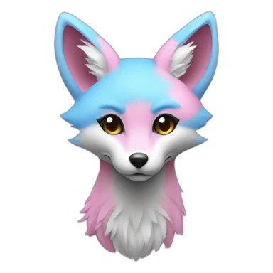 vertical half light blue vertical half pink fox sticker