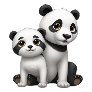 Panda with dog baby sticker