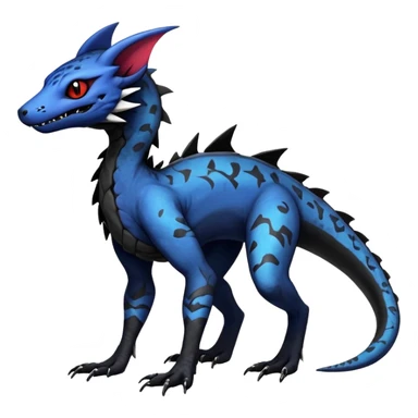 Rare realistic exotic edgy spooky gothic gloomy cool badass epic pretty beautiful handsome gorgeous aesthetic colorful vibrant Vernid-Trico-species-Fakemon-Salandit-hybrid-creature by LiLaiRa, 4 legs, 1 tail, random markings, (full body) sticker
