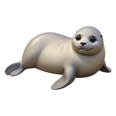 cinematic-seal-realistic-full-body-lounging-emoji,-plump-sleek-body-stretched-out-on-a-rocky-shoreline,-short-smooth-fur-glinting-in-the-sea-breeze,-flippers-tucked-comfortably-beneath-its-body,-large-dark-eyes-filled-with-playful-curiosity,-whiskered-muzzle-lifted-slightly-as-if-smiling,-simplified-yet-realistic-focused-features,-highly-detailed,-glowing-with-a-refreshing-marine-radiance sticker