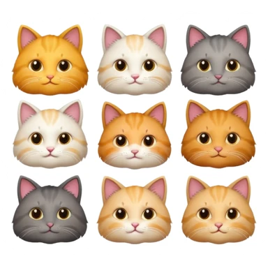 6 cats with different natural coloured coats sticker