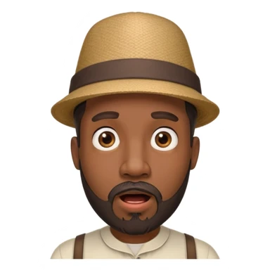 Black male, goatee beard, hat on, surprised facial expression sticker