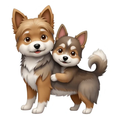 Smal Old yorkie hugging a big husky dog sticker