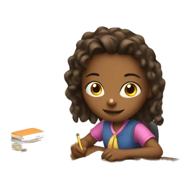 Girl doing homework sticker