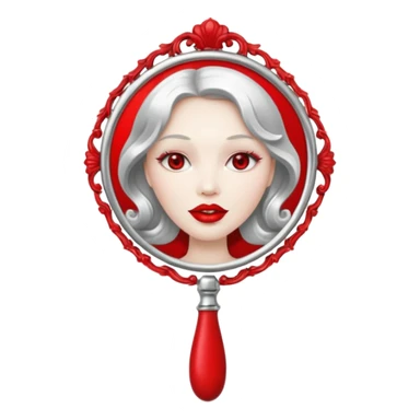 hand mirror, polished silver chrome, erotic vanity aesthetic sticker