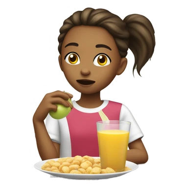 girl eating cereal apple juice sticker