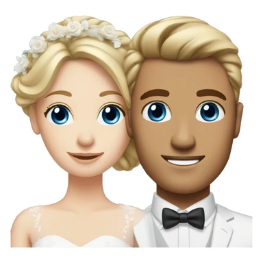 bride blue eyes and blonde hair up, groom brown eyes and brown hair sticker