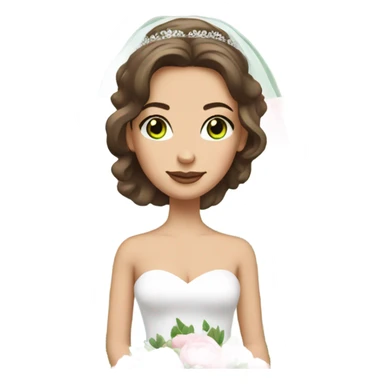 White bride with brunette hair and green eyes with light pink peonies in hair white skin sticker