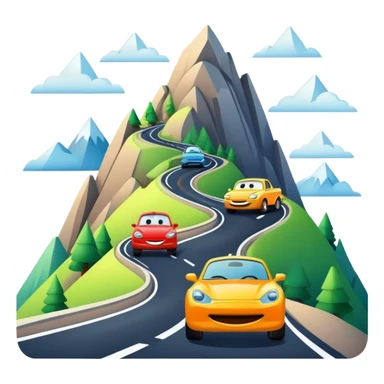 cars on mountain sticker